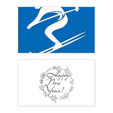 Imagem de Esqui azul esporte inverno esboço ano novo festival felicitações cartão Bless mensagem presente