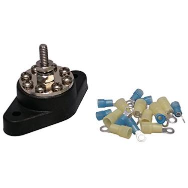 Imagem de Conjunto de junção de parafusos de distribuição - 8 blocos de terminais - kit de barras de barramentoJQuad 1/4" Stud preto 8-1/4B