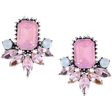 Imagem de Brincos Art Deco estilo vintage vintage opala rosa strass noiva dama de honra casamento baile cluster brincos, strass, strass, Strass, Strass