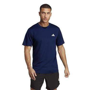 Imagem de Camiseta Adidas Masculina Treino Essentials Base Manga Curta Logo Dark Blue/white Ic7429 M