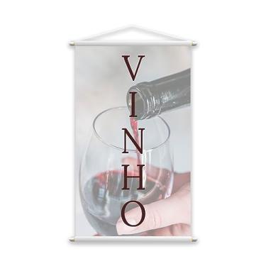 Imagem de Banner Vinho Tinto Bebida Uva Taça de Vidro Lona Grande