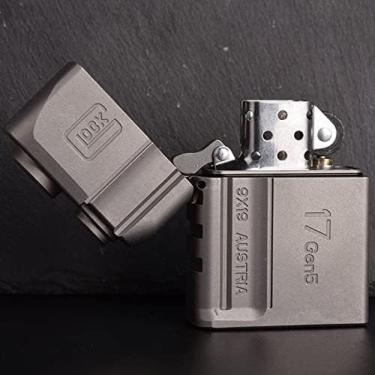 Imagem de Isqueiro De Cobre Puro Feito À Mão, Trincheiras De Armadura Pesada De Latão Retrô, Isqueiros De Querosene, Coleção À Prova D'água E À Prova De Vento, Isqueiro Criativo Não Oxida Ou Deforma,Cinza,C