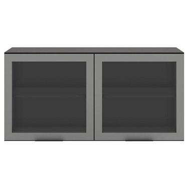 Imagem de Armário Aéreo 2 Portas Vidro Etna Grafite - Poliman