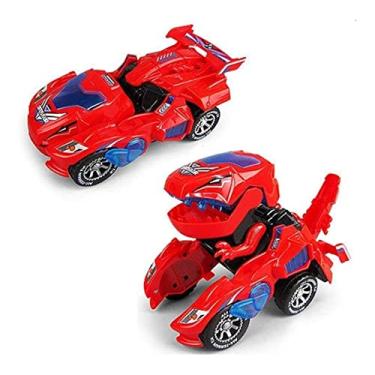 Imagem de Brinquedo Infantil Carro que Vira Dinossauro com Música e Luzes - Vermelho