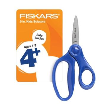 Imagem de Fiskars Tesoura de ponta pontiaguda de 12,7 cm para crianças de 4 a 7 anos - Tesoura para escola ou artesanato - Material de volta às aulas - azul