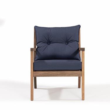 Imagem de Poltrona para Jardim em Madeira Maciça Riade Stain Castanho/Azul