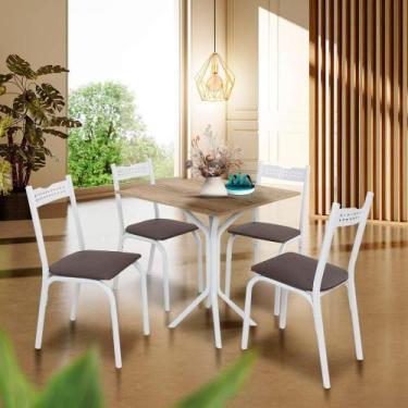 Imagem de Mesa De Jantar Pequena Com 4 Cadeiras Branco Carvalho Adel Shop Jm