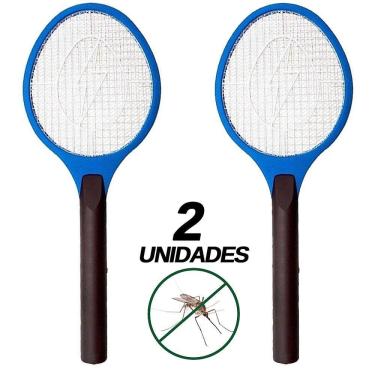 Imagem de Kit 2 Raquete Elétrica Mata Mosquitos Moscas Pernilongos Insetos Pilha AA - Starfer