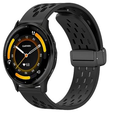 Imagem de Compatível com Garmin Vivoactive 4 Bands, Lamshaw 22 mm Liberação Rápida Respirável Silicone Macio Borboleta Magnética Clousure Sport Replacemet Pulseiras Acessórios Pulseira Compatível com Garmin Venu 2/Forerunner 255/Forerunner 255 Music/Forerunner 265/Forerunner 745/First Avenger/Darth Vader (pre
