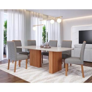 Imagem de Sala de Jantar Ester 180cm com 6 Cadeiras Clarice Wood Cinamomo/off White/mad/grafite