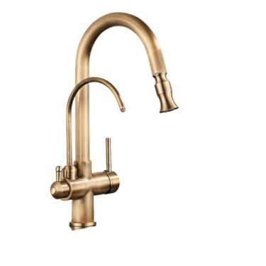 Imagem de Torneira filtrada de latão para cozinha, torneira removível com filtro de água de rotação 360 3 em 1, misturador de pia de cozinha, purificação de água, latão antigo B, 1