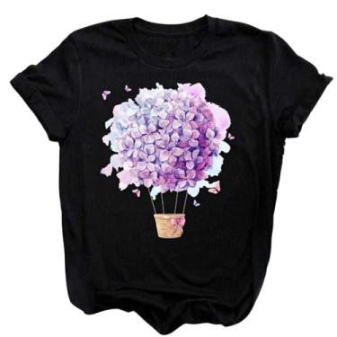 Imagem de T-shirt Do Dia Dos Namorados Da Mulher Floral Love Coração Impressão De Manga Curta Crewneck Blusa