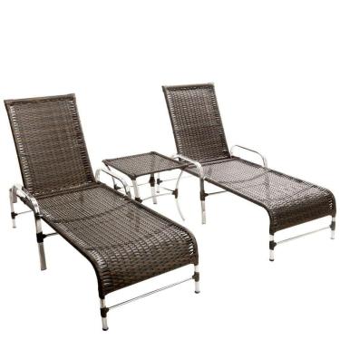 Imagem de 2 Espreguiçadeiras Esteira e 1 Mesa de Centro Garden Pedra Ferro