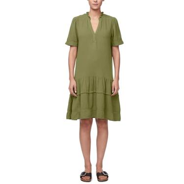 Imagem de Buffalo David Bitton Vestido feminino Zinnia na altura do joelho, manga curta, gola V e babados, Galho de oliva, M