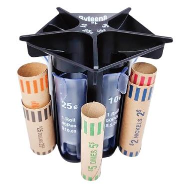 Imagem de Byteen8 Tubo classificador de moedas | Contador de moedas preto 5 em 1 organizador de moedas | Máquina de classificação de moedas rolo de moedas | Porta-moedas Porta-moedas Troca solta | Fácil de usar e preciso|Bom presente para crianças