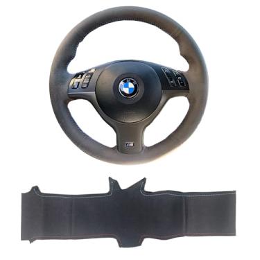Imagem de Capa para volante de camurça totalmente preta personalizada para BMW E39 E46