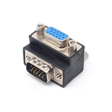 Imagem de Ganasome Adaptador de cabo VGA fêmea de ângulo reto DB15 para VGA macho - conector de 90 graus