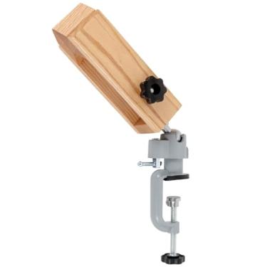 Imagem de Grampo de pônei de costura de couro - grampo de cavalo de madeira de rotação 360 universal em couro para costura rápida, cadarço e costura (tamanho pequeno)