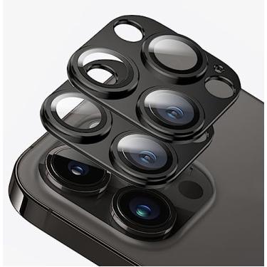 Imagem de D.SKING Pacote com 2 para iPhone 15 Pro Max/iPhone 15 Pro Protetor de lente de câmera, liga de alumínio de vidro e safira, capa de câmera de vidro temperado de safira, capa resistente a arranhões,