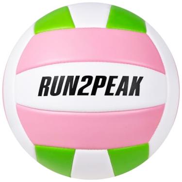 Imagem de RUN2PEAK Presentes de bola de vôlei rosa e verde macio para meninas, jovens, adultos, equipes iniciantes, bolas de vôlei para uso ao ar livre, interior, praia, piscina, quintal, tamanho oficial, 5,