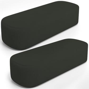 Imagem de Kit 02 Puffs Decorativos Orgânicos Para Living Quarto 160cm Doha W01 Linho Verde Musgo - Lyam Decor