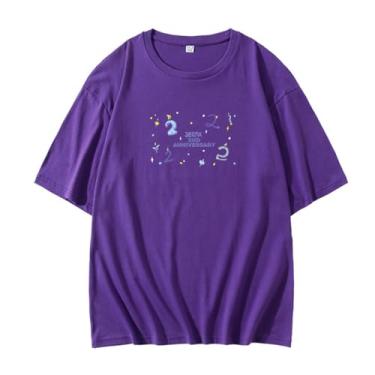 Imagem de Camiseta estampada Aespa 2th Anniversary Merchandise for Fans Star Style Shirt Winter Karina Ningning Giselle, Roxa, G