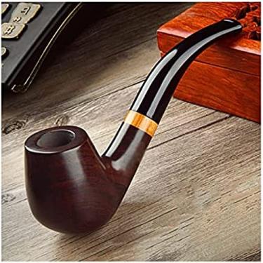 Imagem de Cachimbos de tabaco masculinos portáteis, cachimbo de madeira vintage esculpido à mão com filtro, Aldult curvo masculino, conjunto de cachimbos para fumantes, Brown4,4,5x15cm