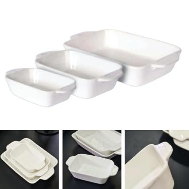 Imagem de Kit 3 Travessas Cerâmica Com Alça 1,5l 1l 500ml