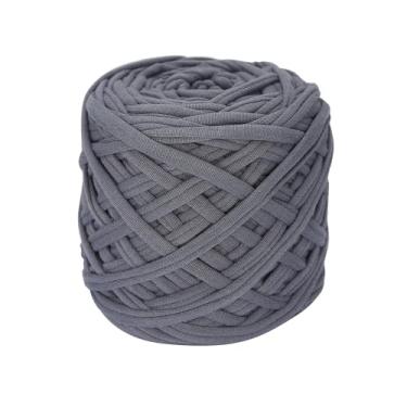Imagem de Camiseta de 200 g de tecido elástico de crochê para tricô DIY, fio de tricô grosso para mão faça você mesmo, cesta de almofada, projetos de crochê, decoração de casa (cinza escuro)
