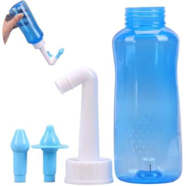 Imagem de Garrafa de Lavagem Nasal Higienizador Nasal Lavagem de Nariz Com 2 Bicos Adultos Crianças , Sinusite ,Rinite Limpador de Nariz Irrigação Nasal Livre de BPA – Cuidados com o Nariz - SHP