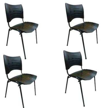 Imagem de HENVIFER, Kit 4 Cadeiras Plásticas Empilháveis pretas escritório bar