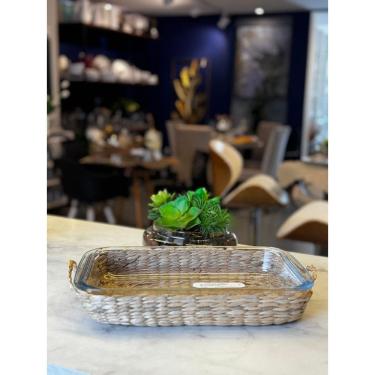 Imagem de Refratario De Vidro Com Suporte Em Fibra Natural E Alca 34,5Cm X 20,5Cm X 5Cm