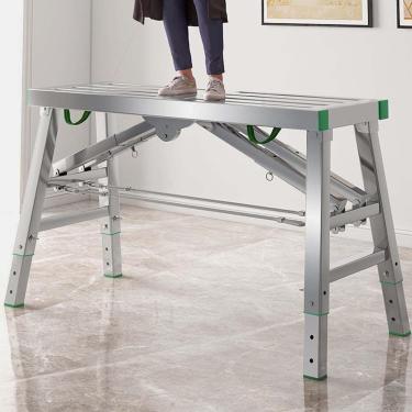 Imagem de Escada de andaime de aço dobrável ajustável - plataforma de trabalho portátil com capacidade de carga de 800 libras para projetos de construção e bricolage, 160 * 40