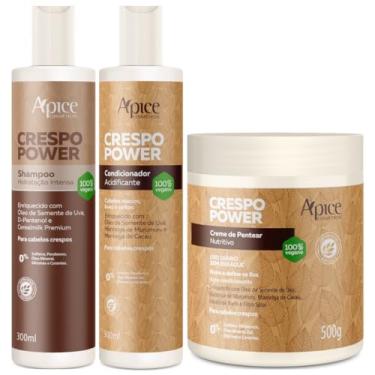 Imagem de Kit Apse Crespo Power Shampoo + Condicionador + Creme De Pentear Nutritivo Cabelo Vegano