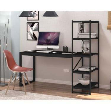 Imagem de Escrivaninha Home Office Com Prateleiras Innovare Indústrial Preta/Preta