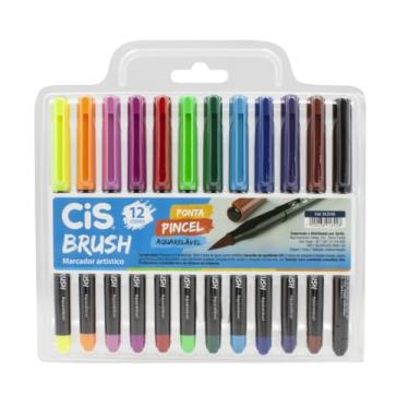 Imagem de Caneta pincel Brush Aquarelável com 12 cores Cis