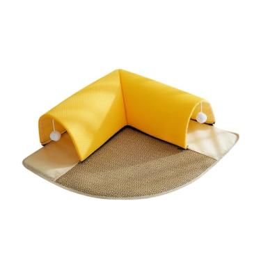 Imagem de IEUDNS Conjunto de túnel e cama para gatos, casa para gatos com tapete removível e lavável para gatinhos e filhotes com bola de brinquedo para gatos, amarelo 50cm