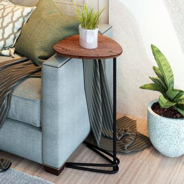 Imagem de Mesa de Apoio de Sofá Folha 70cm X 40cm X 30cm Preto/Madeira