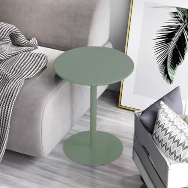 Imagem de Mesa de bar redonda mesa de bar alta para sala de estar, mesa lateral de sofá mesa de lanche moderna para café da manhã, mesa de canto com detalhes pequenos