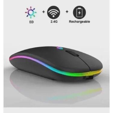 Imagem de Mouse Optico s/ Fio Recarregável Led Rgb Wirelles Usb Note - New - G-M