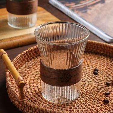 Imagem de Jogo De Copos 1 Peças Listras Com Alça De Madeira 320ml - RALEO