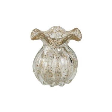 Imagem de Vaso Trouxinha de Murano Laradore Transparente e Pó Dourado