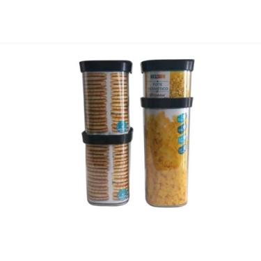 Imagem de potes organizadores herméticos quadrado bolachas  - helsim