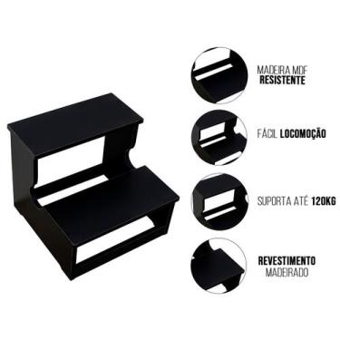 Imagem de Escada Escadinha 2 Degraus de Madeira para Maca Manicure Estética Mass