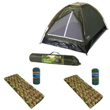 Imagem de Kit Barraca Camping Mor Iglu Verde 2 Pessoas + 2 Colchonetes Acampar T