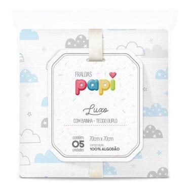 Imagem de  fralda de pano luxo com bainha tecido duplo papi estampada kit c/5 un