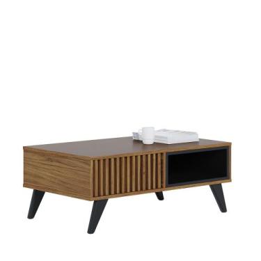 Imagem de Mesa de Centro Cook Ripada Retrô Noce Milano/ Preto Fosco - Colibri Mó