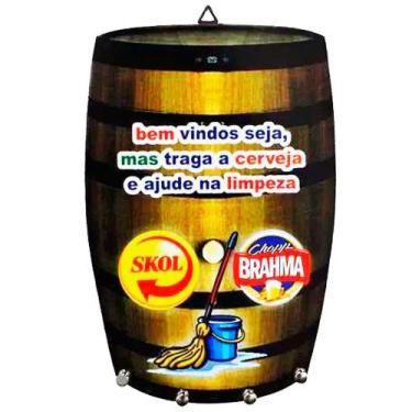 Imagem de Porta Chaves Barril Chaveiro Decorativo em Madeira - Cerveja X Limpeza