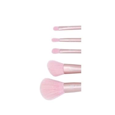 Imagem de Kit Pincel De Maquiagem 6 Peças Esfumar Rosa E Dourado