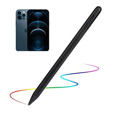 Imagem de Lápis Stylus para iPhone 15/14/13/12 Pro Max, caneta digital ativa tipo C, recarregável, com ponta ultrafina de 1,5 mm, para iPhone 15/14/13/12 Pro Max, preto